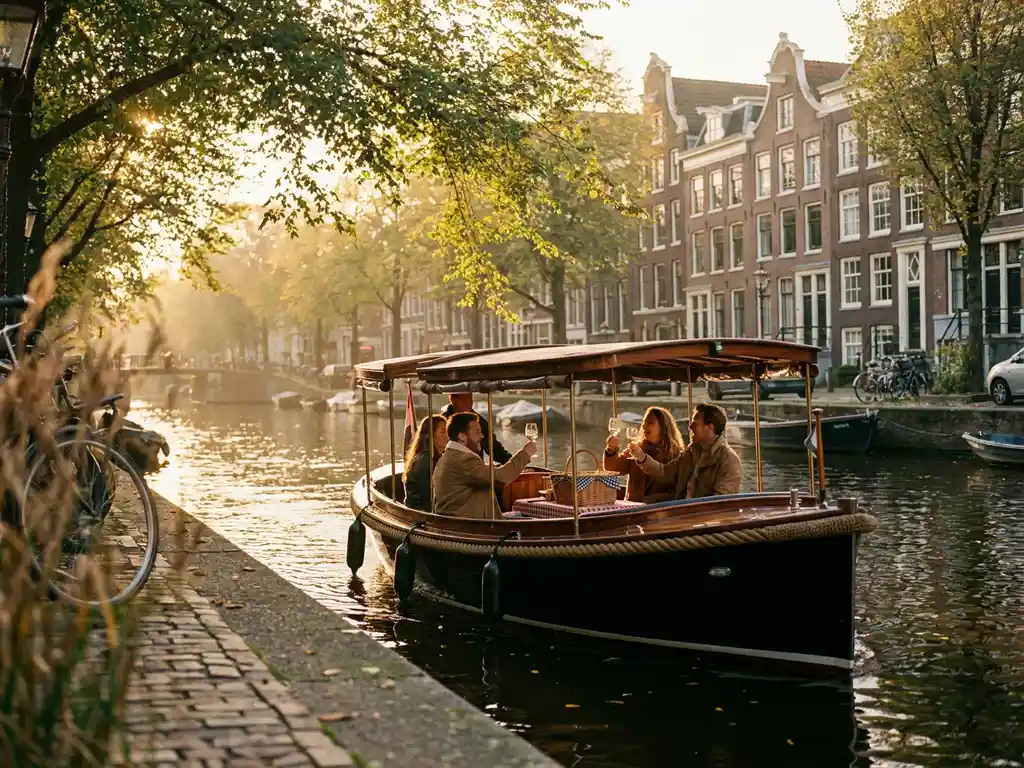 Welke boten zijn geschikt voor een borrel op het water in Amsterdam?