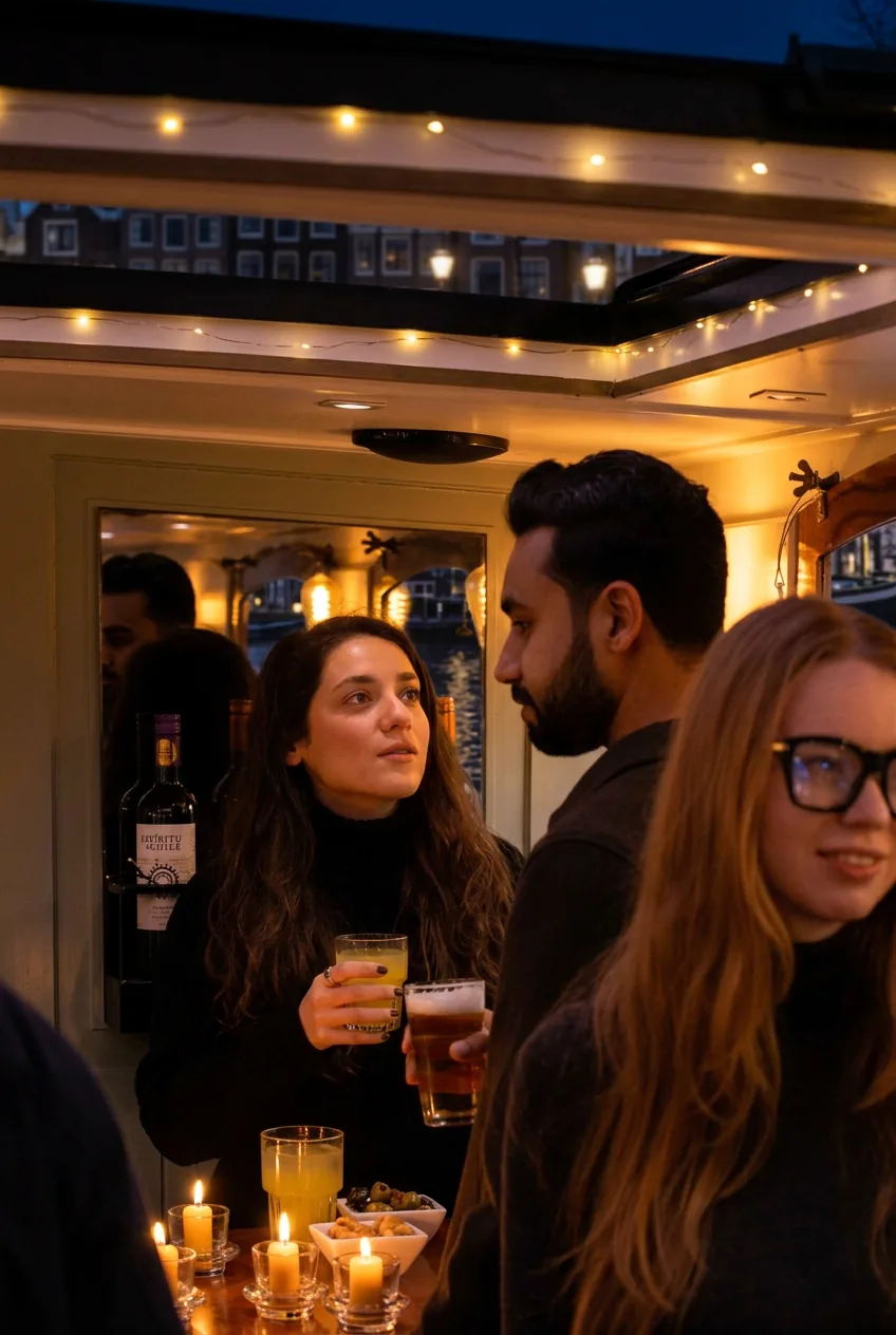 Storytelling bij kaarslicht aan boord in Amsterdam